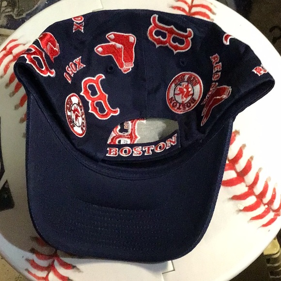 Boston Red Sox MLB All Over Logos Adjustable Men’s Baseball Hat Cap - Picture 3 of 3